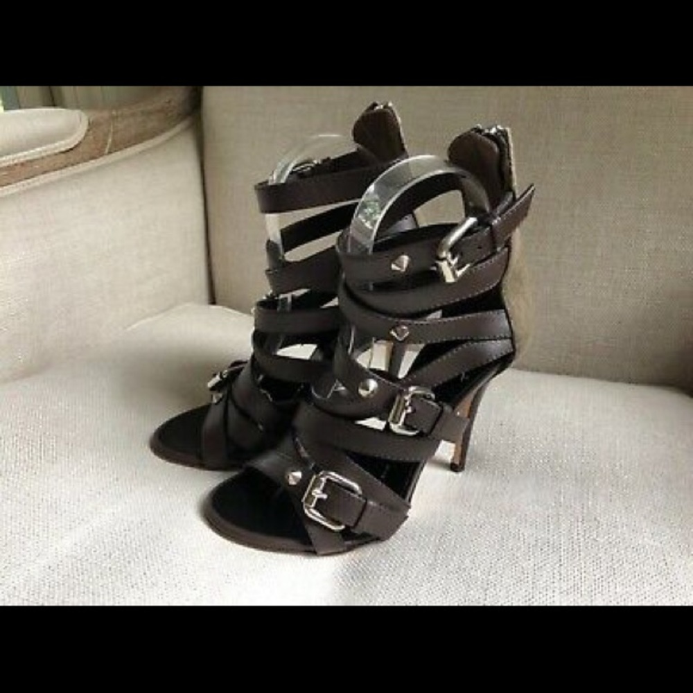 Giuseppe Zanotti Heels Caged Brown Leather Studs - Picture 2 of 7